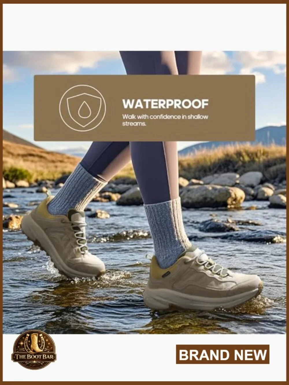 Waterproof Hiking Shoes with Arch Support Suede Leather EVA Midsole Lugged Sole
